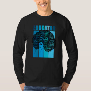 Afro-Amerikaanse Opvoeder Leraar Woorden In Afro T-shirt