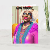 Afro-Amerikaanse Oude Koningin Grappige Gay Verjaa Kaart (Voorkant)