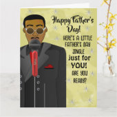 Afro-Amerikaanse Pa Jingle Zingende Vaderdag Kaart (Gele Bloem)