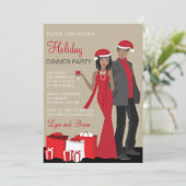 Afro-Amerikaanse paar kerstfeest diner Kaart (Staand voorkant)