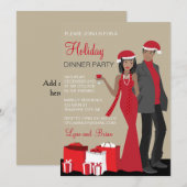 Afro-Amerikaanse paar kerstfeest diner Kaart (Voorkant / Achterkant)