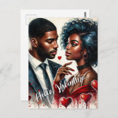 Afro-Amerikaanse paar Valentijn Art Briefkaart (Voorkant / Achterkant)