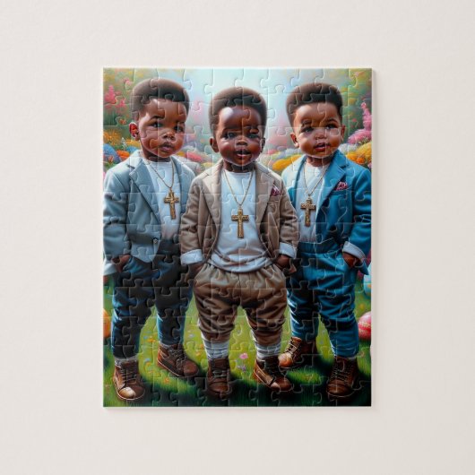 Afro-Amerikaanse Pasen Jongen Puzzel Legpuzzel (Verticaal)