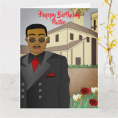 Afro-Amerikaanse Pastor's Church Verjaardag Kaart (Gele Bloem)