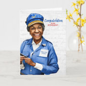 Afro-Amerikaanse Postbode Pensioen Kaart (Gele Bloem)