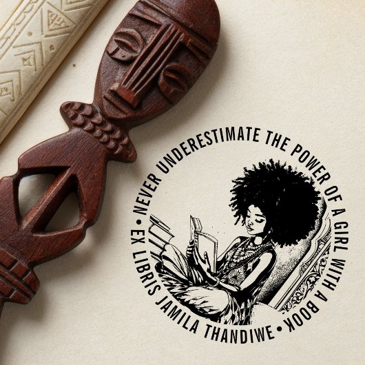 Afro-Amerikaanse "Power of a Girl" Ex Libris Boek Zelfinktende Stempel