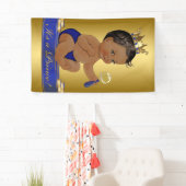 Afro-Amerikaanse Prince Boy Baby shower Spandoek (Insitu)