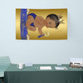 Afro-Amerikaanse Prince Boy Baby shower Spandoek (Beurs)
