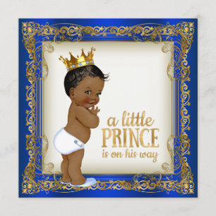 Afro-Amerikaanse Prince Ethnic Boy Baby shower Kaart