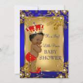 Afro-Amerikaanse Prins Baby Shower Goud Rood DD1 Kaart (Voorkant)