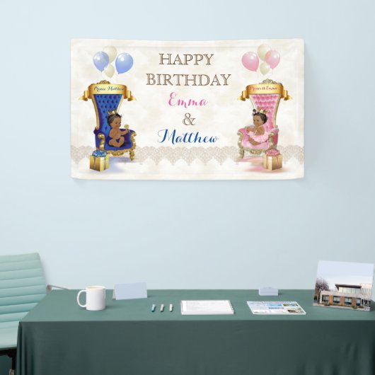 Afro-Amerikaanse prins en prinses tweeling Boy Gir Spandoek (Beurs)