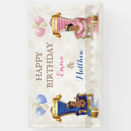 Afro-Amerikaanse prins en prinses tweeling Boy Gir Spandoek (Verticaal)