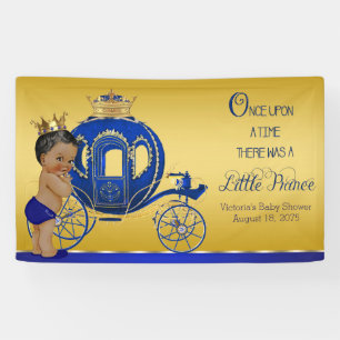 Afro-Amerikaanse prins kinderwagen jongen babyshow Spandoek
