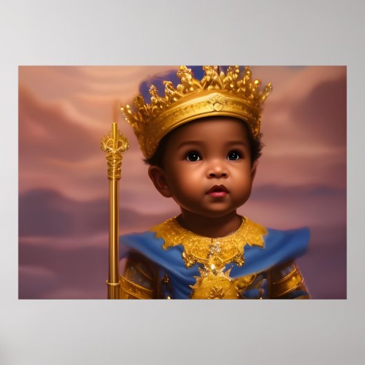 Afro-Amerikaanse prins schattige babyjongen goud b Poster (Voorkant)