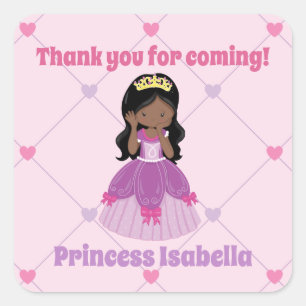 Afro-Amerikaanse prinses aangepaste verjaardagsfee Vierkante Sticker