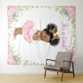 Afro-Amerikaanse prinses Baby shower achtergrond Wandkleed (In Situ (horizontaal))