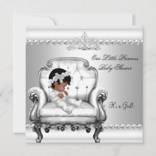 Afro-Amerikaanse Prinses Baby Shower Meisje Stoel Kaart