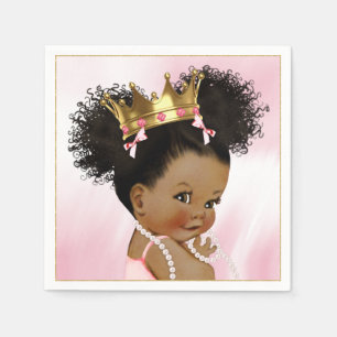 Afro-Amerikaanse prinses Baby shower Papier servet