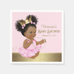Afro-Amerikaanse Prinses Baby Shower Papieren Serv Servet