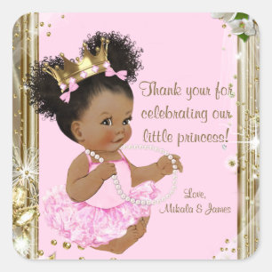 Afro-Amerikaanse prinses Baby shower Stickers