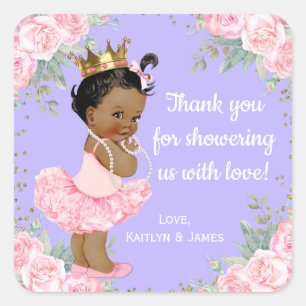 Afro-Amerikaanse prinses Baby shower Stickers