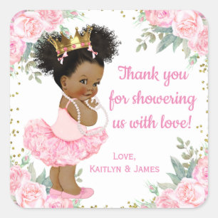 Afro-Amerikaanse prinses Baby shower Stickers