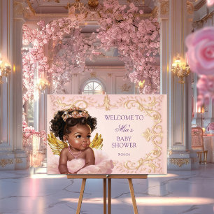 Afro-Amerikaanse Prinses Baby Shower Welkom Bord Poster