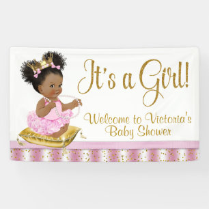 Afro-Amerikaanse Prinses Babyshower Banners