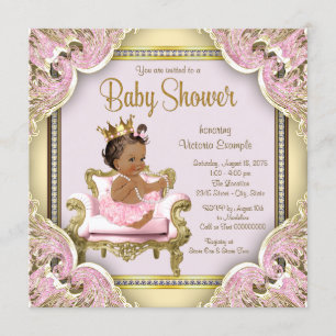 Afro-Amerikaanse prinses babyshower uitnodiging
