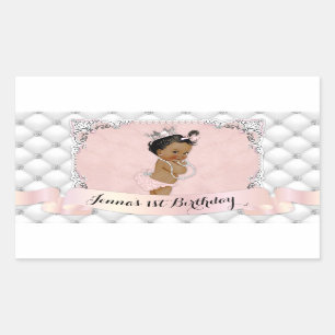 Afro-Amerikaanse Prinses Blush Diamanten Parels Rechthoekige Sticker