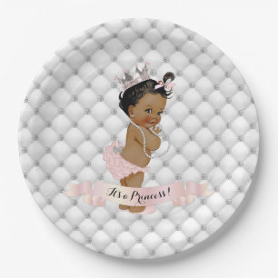 Afro-Amerikaanse Prinses Diamanten Roze Papieren Bordje