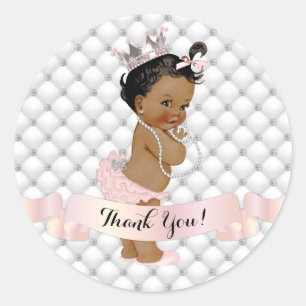 Afro-Amerikaanse Prinses Diamanten Roze Ronde Sticker