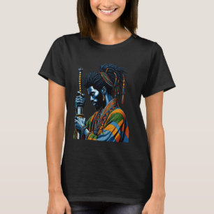 Afro-Amerikaanse samoerai Japanse stijl Bushido Ar T-shirt