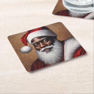 Afro-Amerikaanse Santa Paper Onderzetters