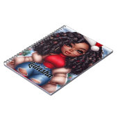 Afro-Amerikaanse Schattigee Kerstvrouw Notitieboek (Linkerzijde)