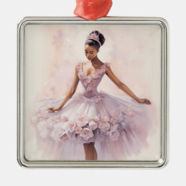 Afro-Amerikaanse SugarPlum Paarse Bloemen Tutu Metalen Ornament