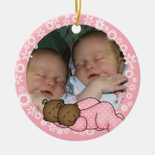 Afro-Amerikaanse Twin Girls 1st Christmas Ornament (Voorkant)