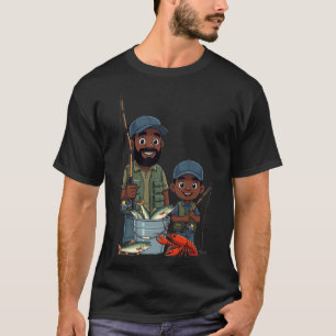 Afro-Amerikaanse vader en zoon vissen T-shirt