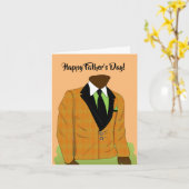 Afro-Amerikaanse Vaderdag Classy Suit & Stropdas Kaart (Gele Bloem)