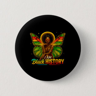 Afro-Amerikaanse vlinder Kind meisje ik ben zwart Ronde Button 5,7 Cm