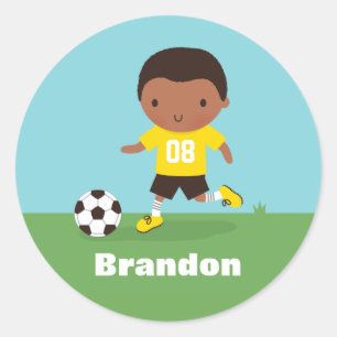 Afro-Amerikaanse Voetbalspeler Jongen Sticker