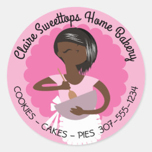 Afro-Amerikaanse vrouw bakkerij uit de keuken van Ronde Sticker