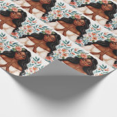 Afro-Amerikaanse vrouw biddende floraal Cadeaupapier (Hoek)
