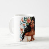 Afro-Amerikaanse vrouw biddende floraal Koffiemok (Voorkant links)