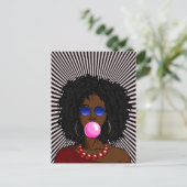 Afro-Amerikaanse vrouw Bubble gum Pop kunst Briefkaart (Staand voorkant)