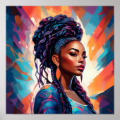 Afro-Amerikaanse vrouw haar haar in een kroon Poster (Voorkant)