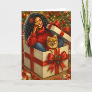 Afro-Amerikaanse vrouw kerstkaart Zwarte kaart