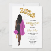 Afro-Amerikaanse Vrouw Klasse 2024 Afstuderen Kaart (Voorkant)