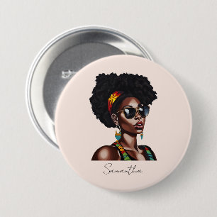 Afro-Amerikaanse vrouw met chique zonnebril Ronde Button 7,6 Cm