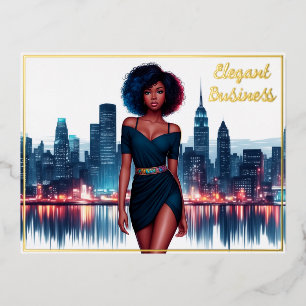 Afro-Amerikaanse vrouw modern decor  Folie Feestdagen Briefkaart
